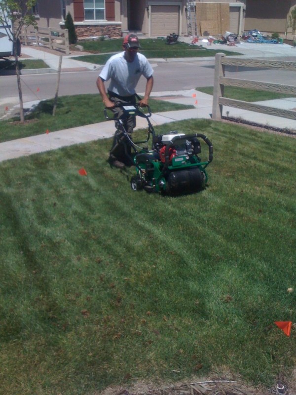 Fall lawn aeration in Brookfield, WI